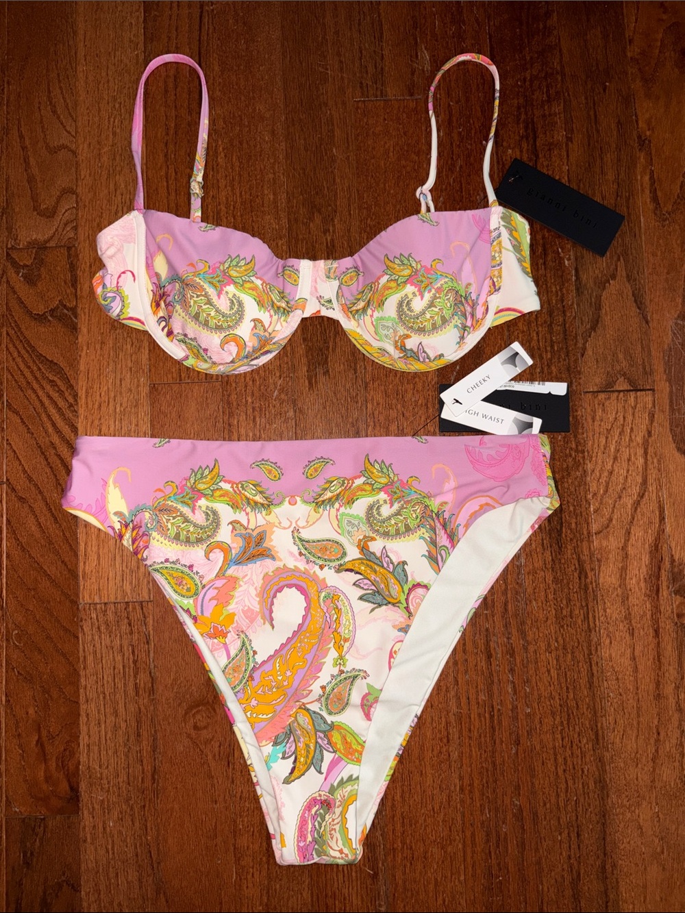Gianni bini Paisley Underwire Bikini Set - High Waist Cheeky Bottoms M/L NWT